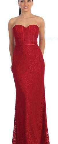 Strapless Lace Corset Back Long Dress/Dancing Queen