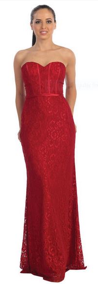 Strapless Lace Corset Back Long Dress/Dancing Queen