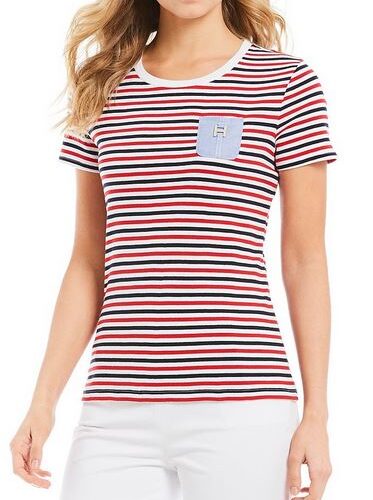 Tommy HilfigerStripe Knit Jersey Chambray Pocket