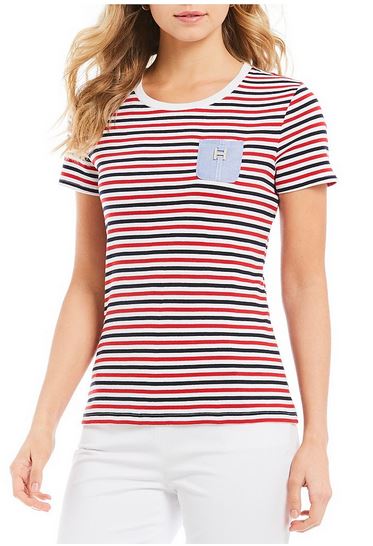 Tommy HilfigerStripe Knit Jersey Chambray Pocket