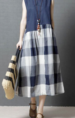 Print Patchwork Sleeveless Dress/Size 14