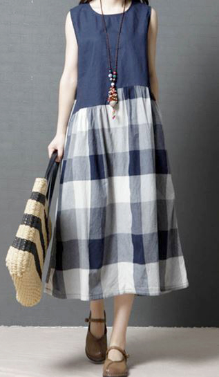 Print Patchwork Sleeveless Dress/Size 14