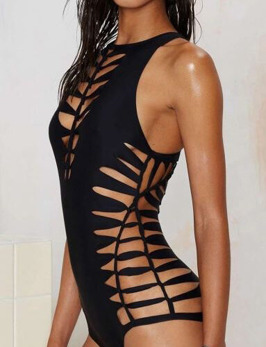 Black Swimsuit with Straps