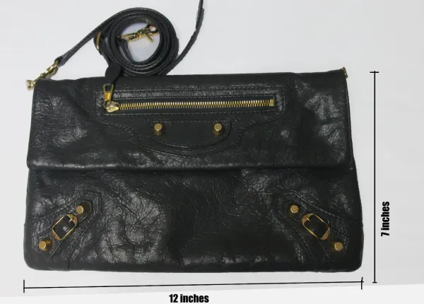 Balenciaga Iconic Envelope Classic Clutch Bag Leather Handbag 12" x 8"