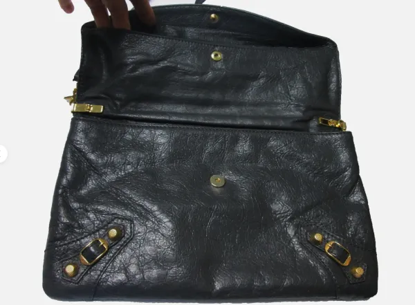Balenciaga Iconic Envelope Classic Clutch Bag Leather Handbag 12" x 8"
