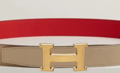 Hermes H Guillochee belt buckle & Reversible leather strap 32 mm