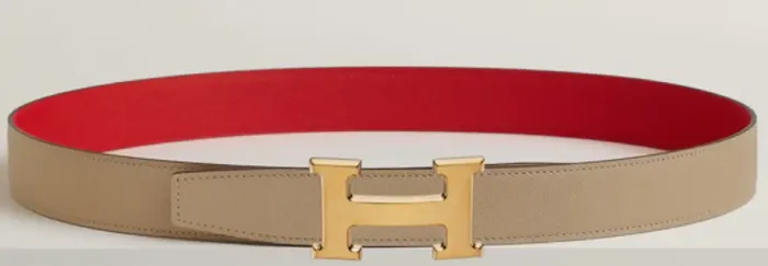 Hermes H Guillochee belt buckle & Reversible leather strap 32 mm